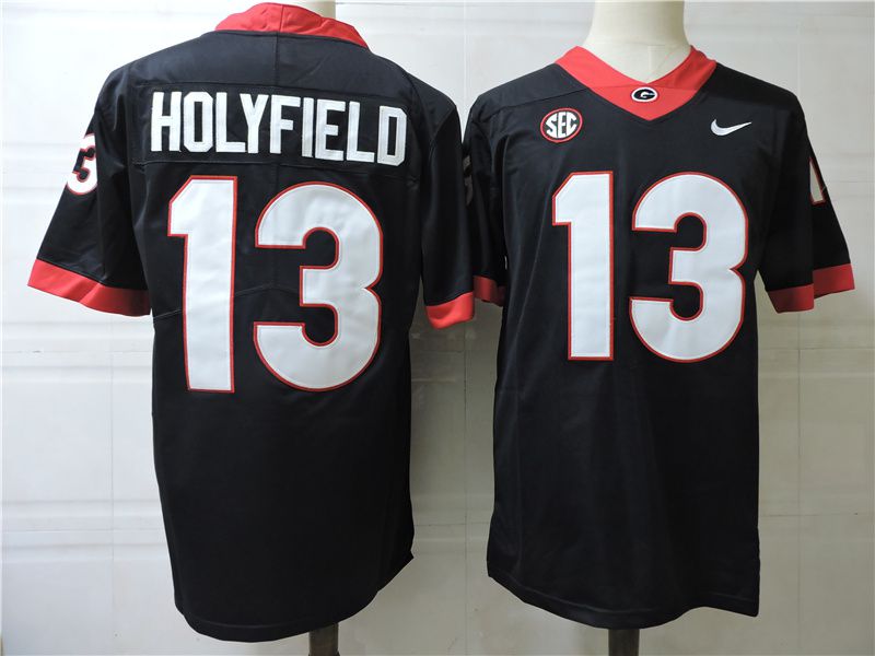 Men Georgia Bulldogs #13 Holyfield Black Nike 2025 NCAA Jersey->ncaa teams->NCAA Jersey